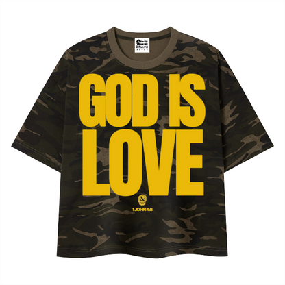 God is Love Camo Boxy T (Gold) Unisex