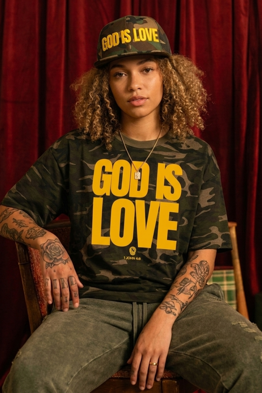 God is Love Camo Boxy T (Gold) Unisex