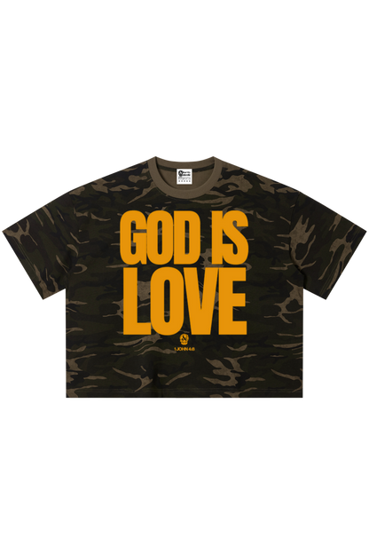 God is Love Camo Boxy T (Orange) Unisex